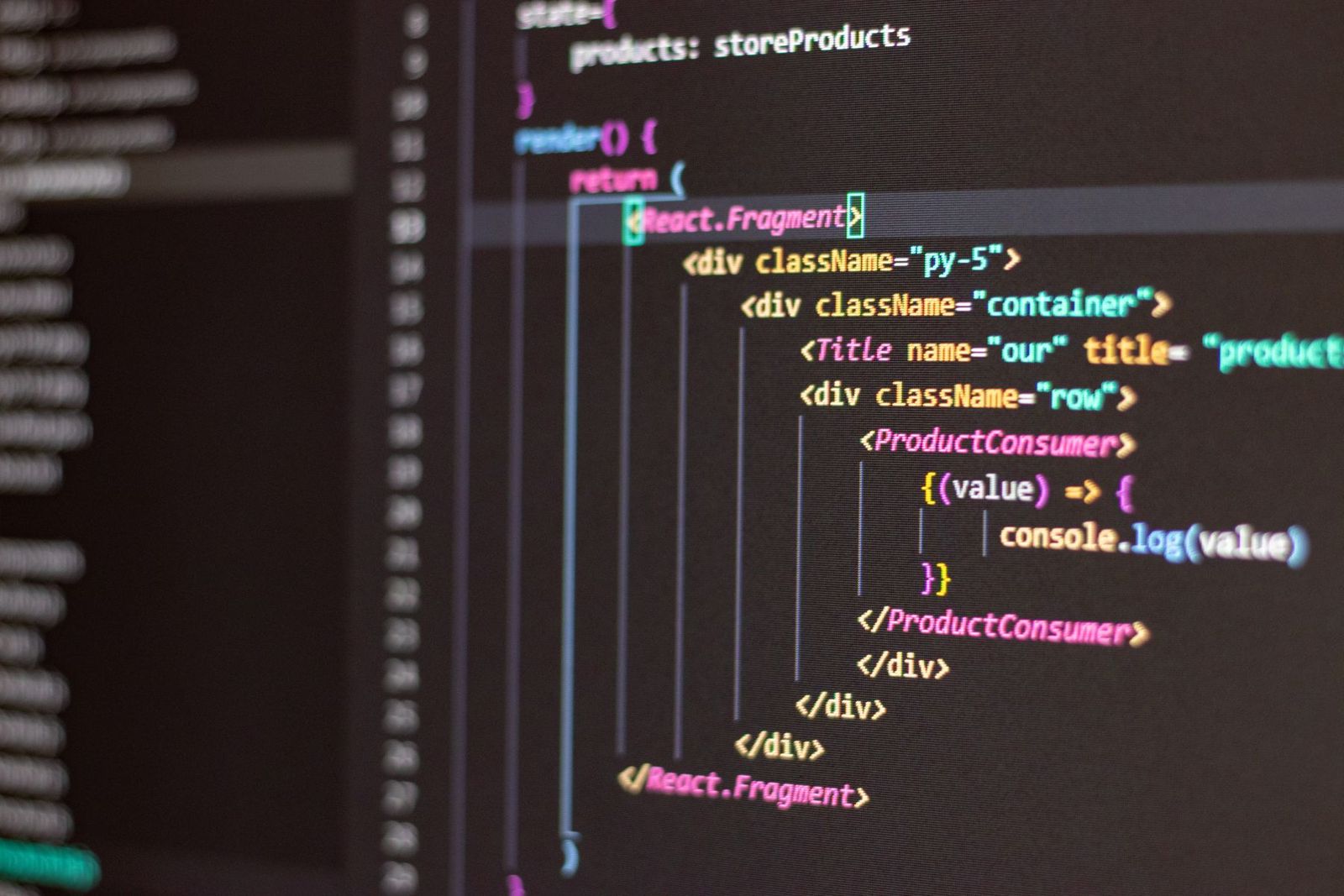 편집기 화면의 HTML과 JavaScript 코드